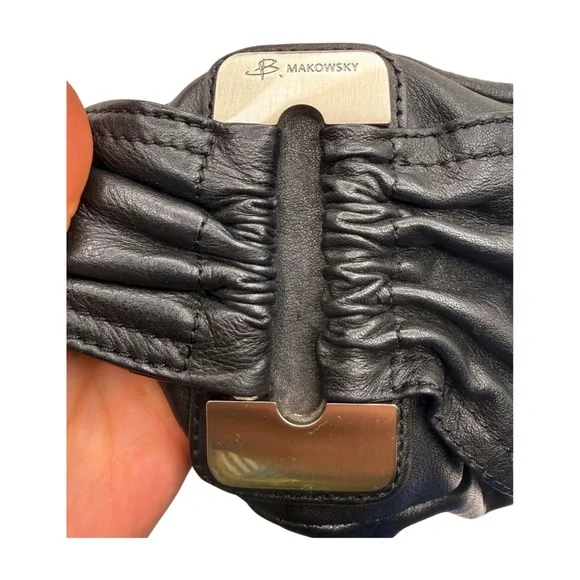 B. Makowsky Black Leather Shoulder Bag Slouchy Hobo Soft Pebbled Leather - Picture 10 of 15